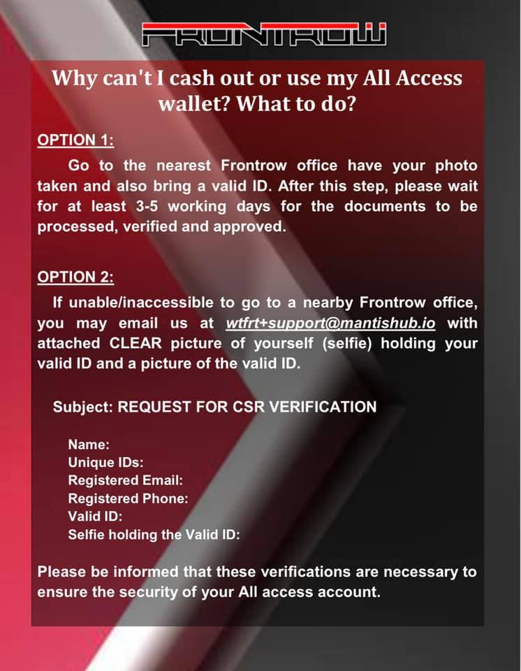 Why Can't I Cash Out or Use My All Access Wallet? What to Do? – Frontrow