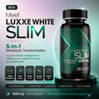 Meet Luxxe White Slim – 5-in-1 metabolic transformation formula, 2200mg Glutathione + L-Carnitine + Garcinia Cambogia + Cordyceps + Lion's Mane, 60 Capsules